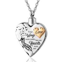 Cremation Jewelry for Ashes -Your Wings were Ready Our Hearts was Not Urn Pendant Necklace for Ashes Love