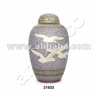 Engraved Bird Going Home Brass Urns