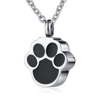 Stainless Steel Dog Paw Charm Necklaces Pendant Cremation Jewelry Ashes Urn Keepsake