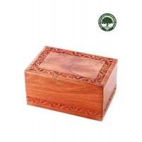 Hand Carved Rosewood Urn with Border Design