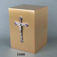 Bronze Brass Cube Urns With Cross