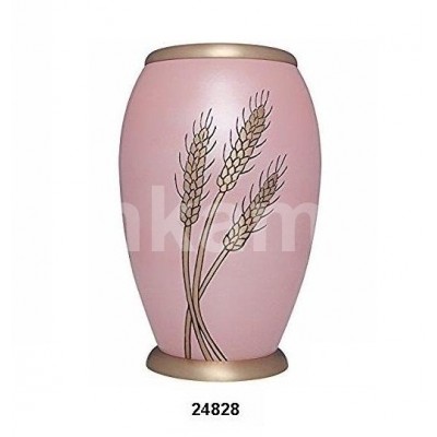 Hugs and Kisses Light Pink Engraved Wheat Gold Brass Adult Urn for Human Ashes