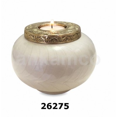 Brass Ivory Candle Tealight Urn