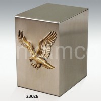 Pewter Brass Cube Urns With Eagle