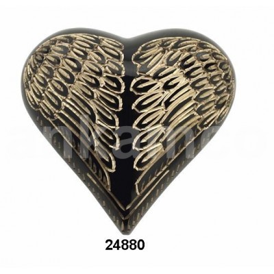 Engrved Feather Brass Heart Keepsake Urns