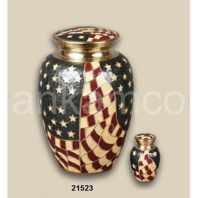 American Flag Brass Urns