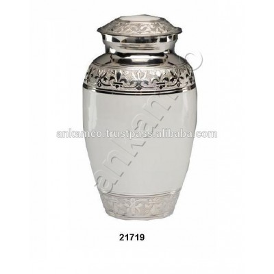 White Empire Engraved Brass Urns