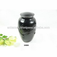 Black leather Aluminium Urns